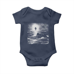Christian Faith Baby Onesie Walk On Water Distressed Bible Verse TS10 Navy Print Your Wear