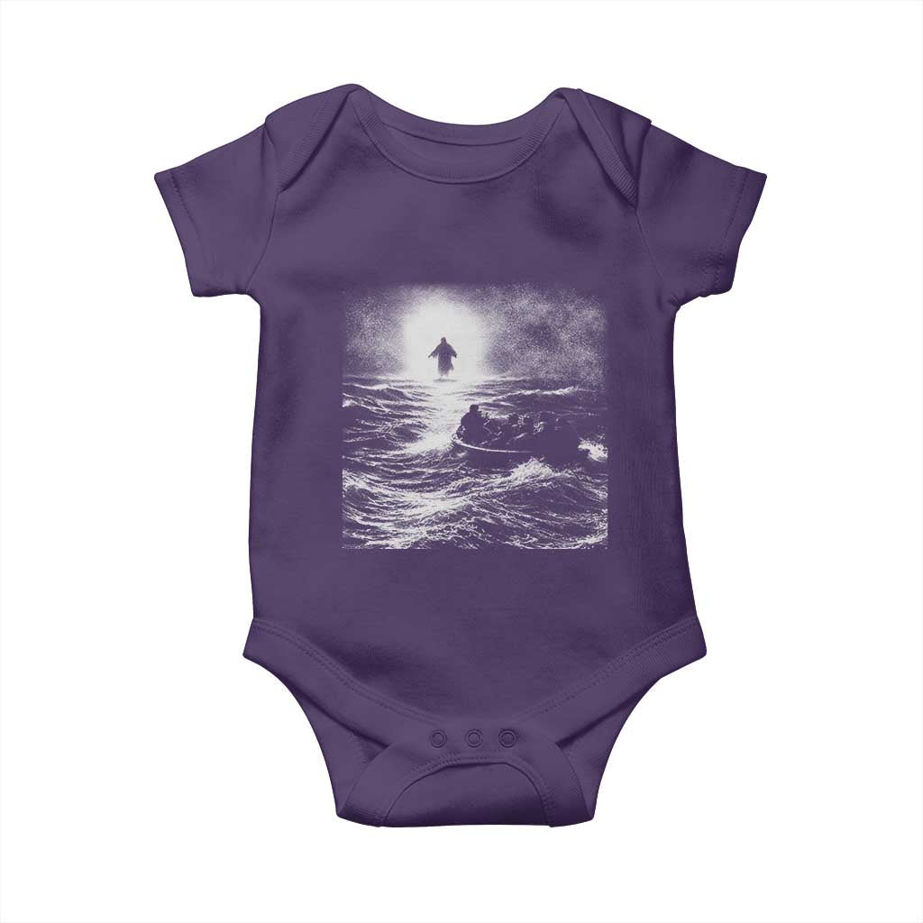 Christian Faith Baby Onesie Walk On Water Distressed Bible Verse TS10 Purple Print Your Wear