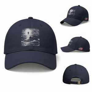 Christian Faith Baseball Cap Walk On Water Distressed Bible Verse TS10 Baseball Cap Universal Fit Navy Print Your Wear