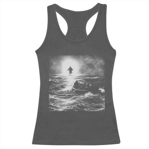Christian Faith Racerback Tank Top Walk On Water Distressed Bible Verse TS10 Dark Heather Print Your Wear