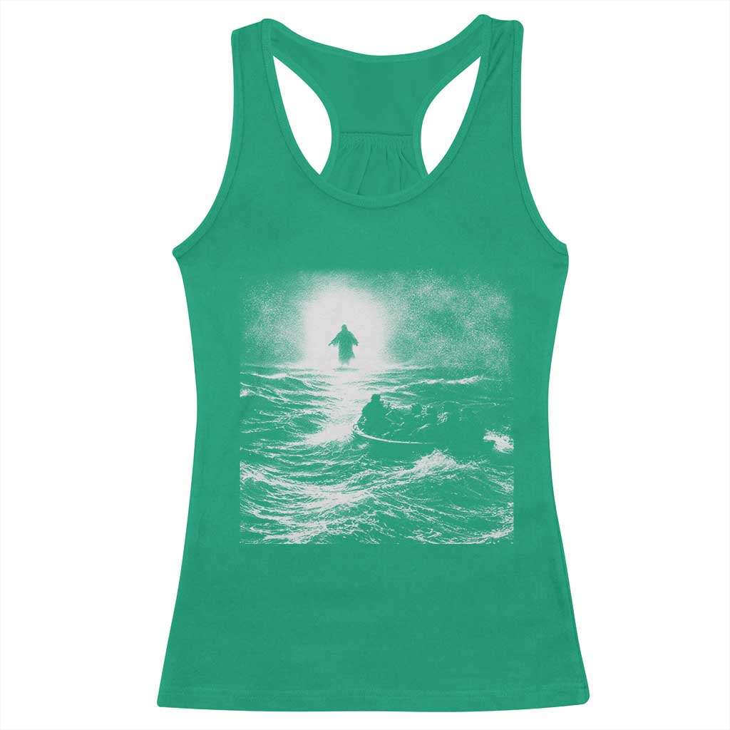 Christian Faith Racerback Tank Top Walk On Water Distressed Bible Verse TS10 Irish Green Print Your Wear