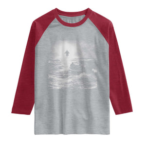 Christian Faith Raglan Shirt Walk On Water Distressed Bible Verse TS10 Heather Gray Heather Red Print Your Wear