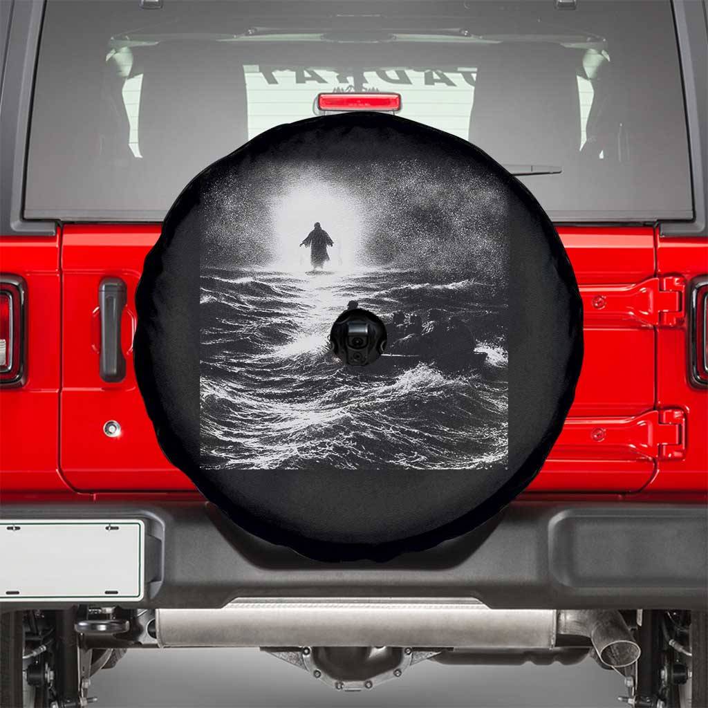 Christian Faith Spare Tire Cover Walk On Water Distressed Bible Verse TS10 Black Print Your Wear