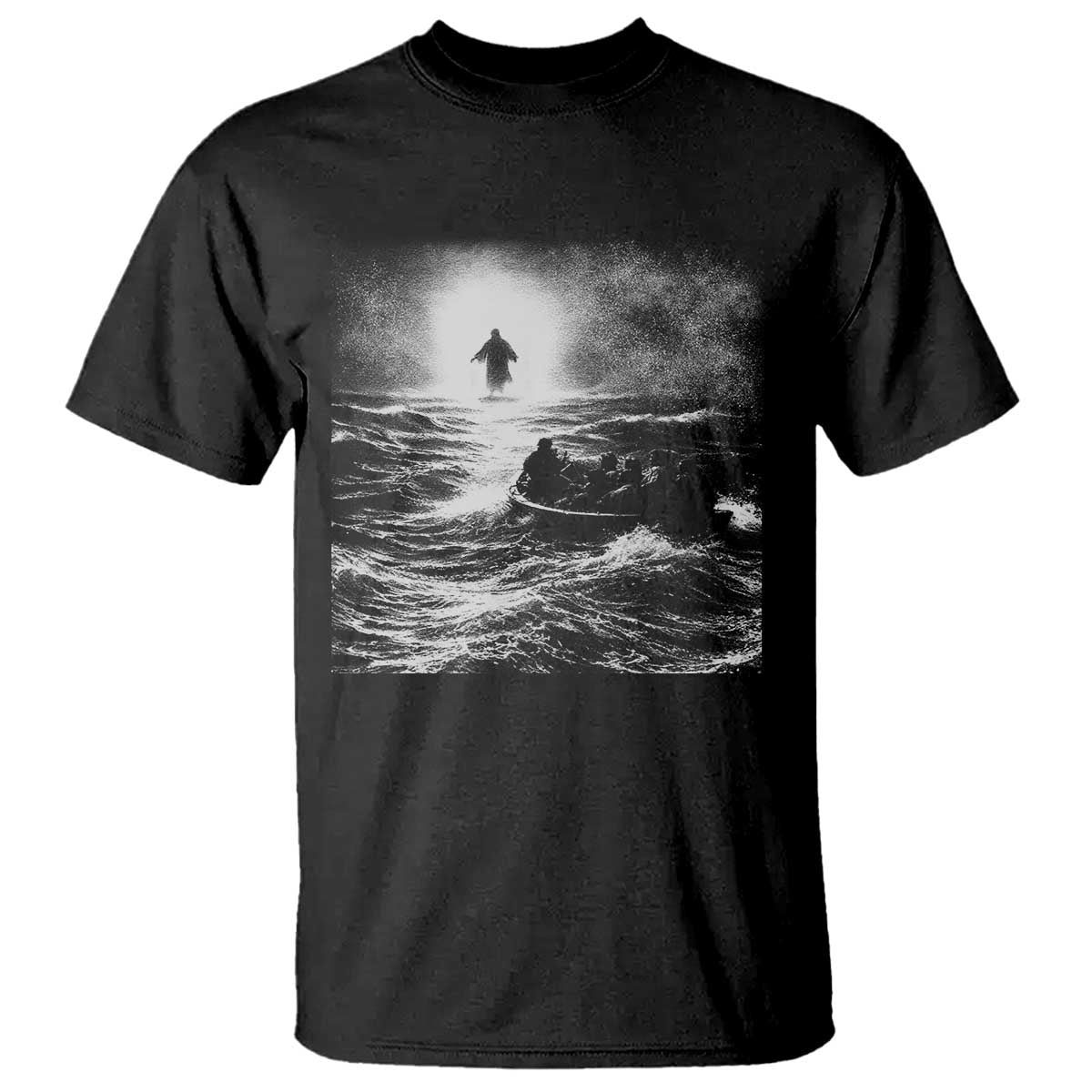 Christian Faith T Shirt Walk On Water Distressed Bible Verse TS10 Black Print Your Wear