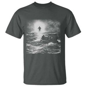 Christian Faith T Shirt Walk On Water Distressed Bible Verse TS10 Dark Heather Print Your Wear