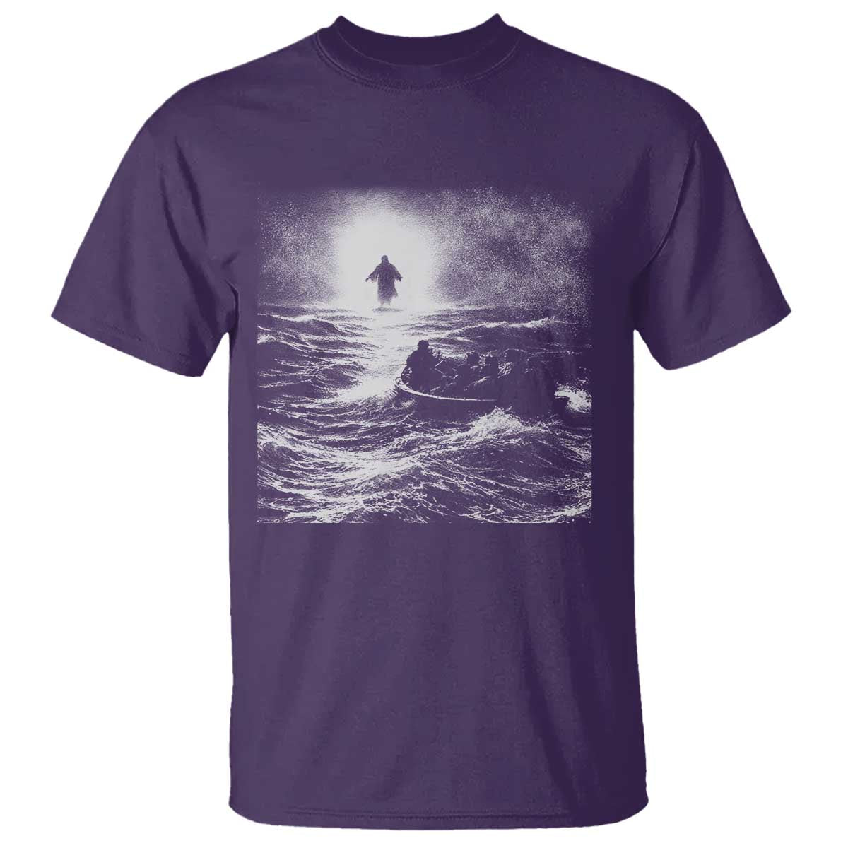 Christian Faith T Shirt Walk On Water Distressed Bible Verse TS10 Purple Print Your Wear