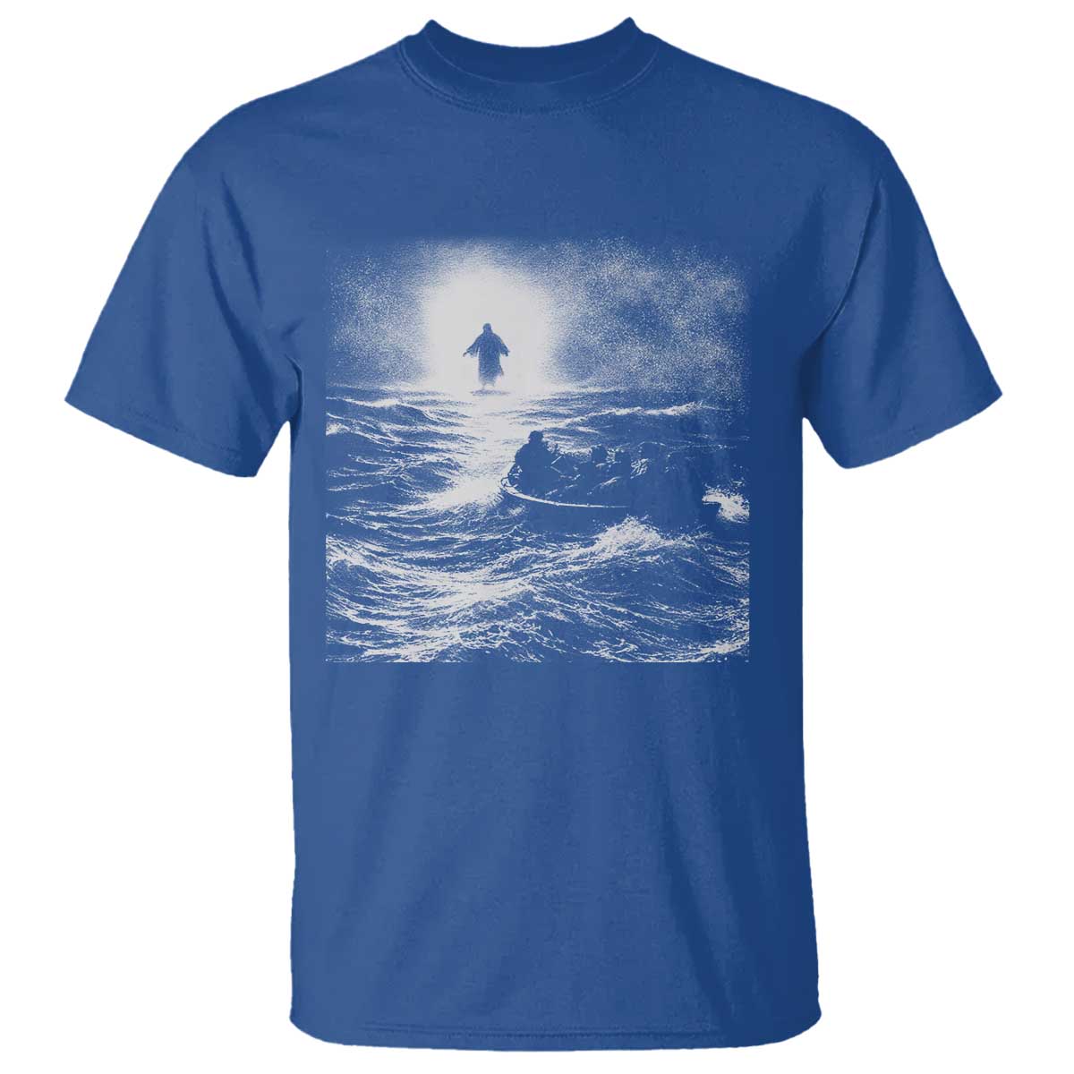 Christian Faith T Shirt Walk On Water Distressed Bible Verse TS10 Royal Blue Print Your Wear