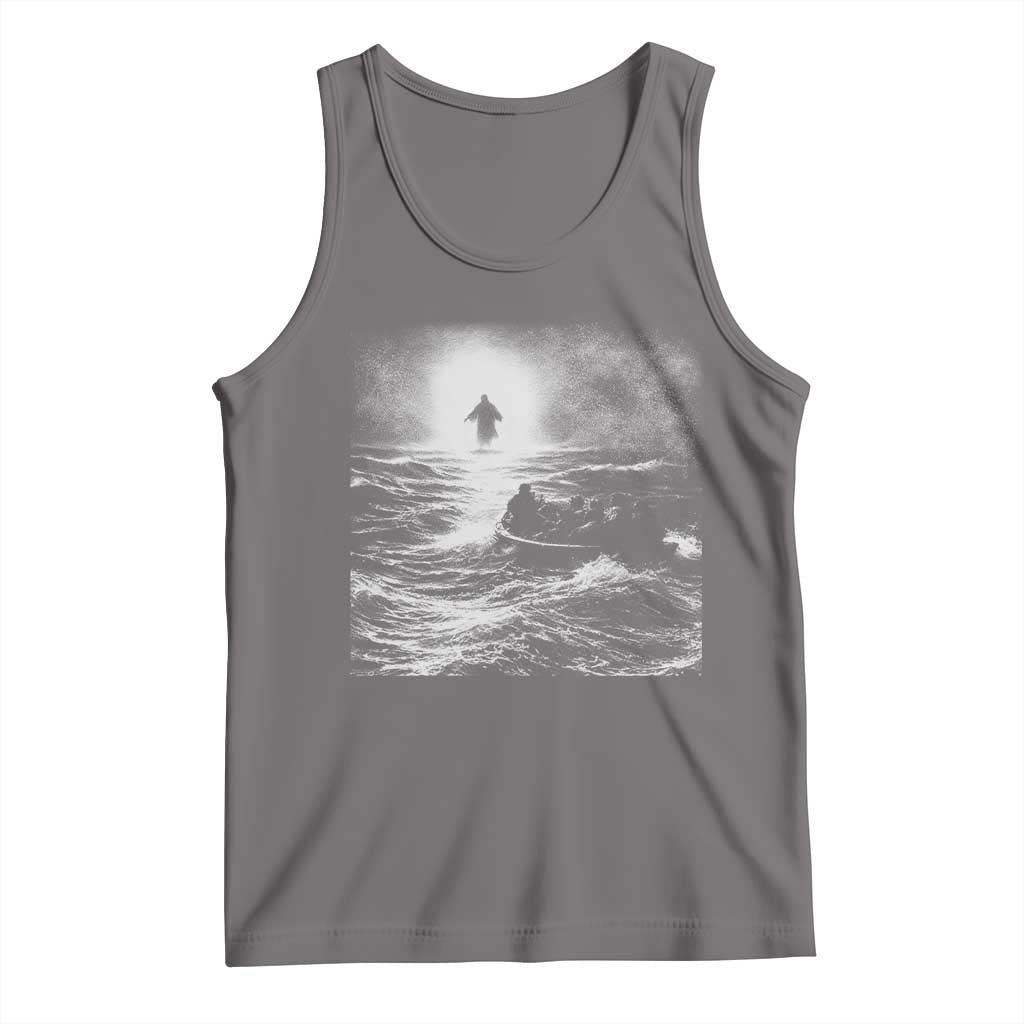 Christian Faith Tank Top Walk On Water Distressed Bible Verse TS10 Deep Heather Print Your Wear