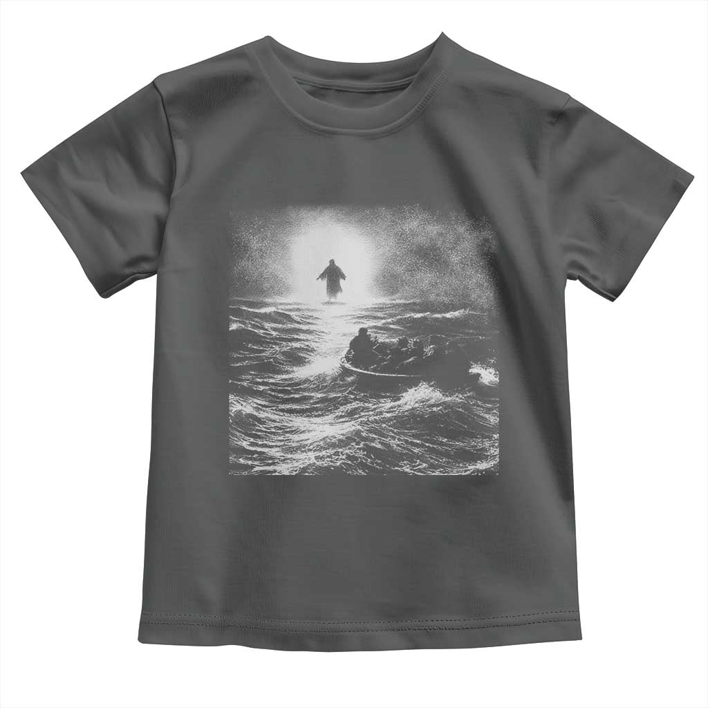 Christian Faith Toddler T Shirt Walk On Water Distressed Bible Verse TS10 Dark Heather Print Your Wear