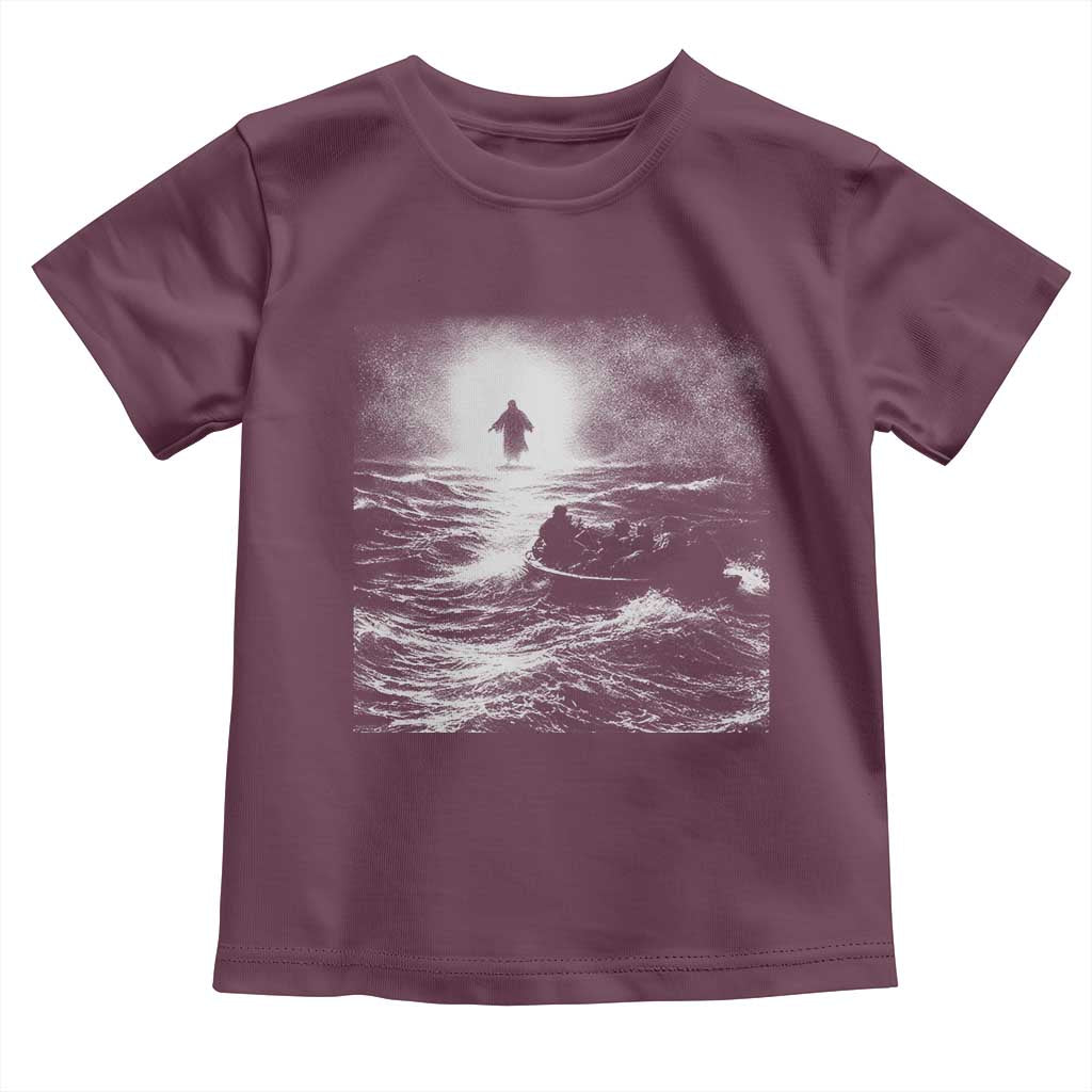 Christian Faith Toddler T Shirt Walk On Water Distressed Bible Verse TS10 Maroon Print Your Wear