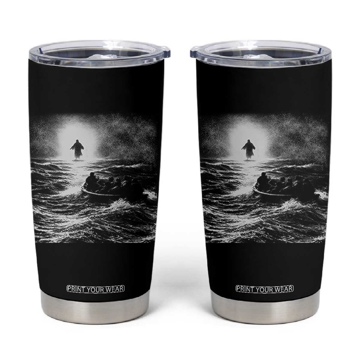 Christian Faith Tumbler Cup Walk On Water Distressed Bible Verse TS10 Black Print Your Wear