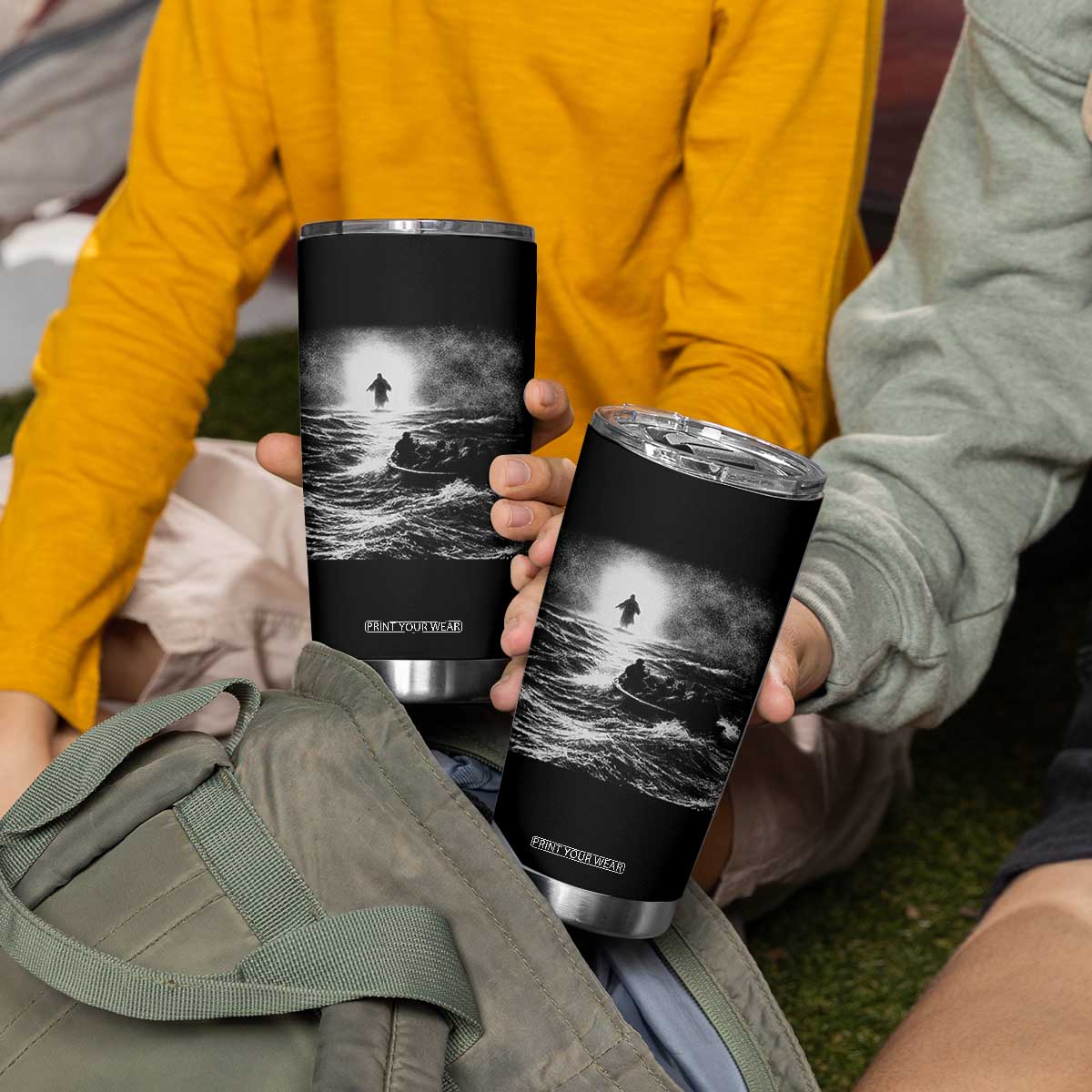 Christian Faith Tumbler Cup Walk On Water Distressed Bible Verse TS10 Print Your Wear