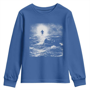 Christian Faith Youth Sweatshirt Walk On Water Distressed Bible Verse TS10 Royal Blue Print Your Wear