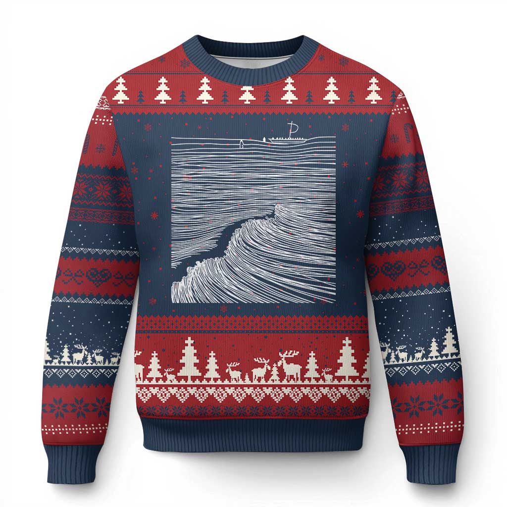 Christian Faith Ugly Christmas Sweater Walk On Water Boho Bible Verse TS10 Navy Red Print Your Wear