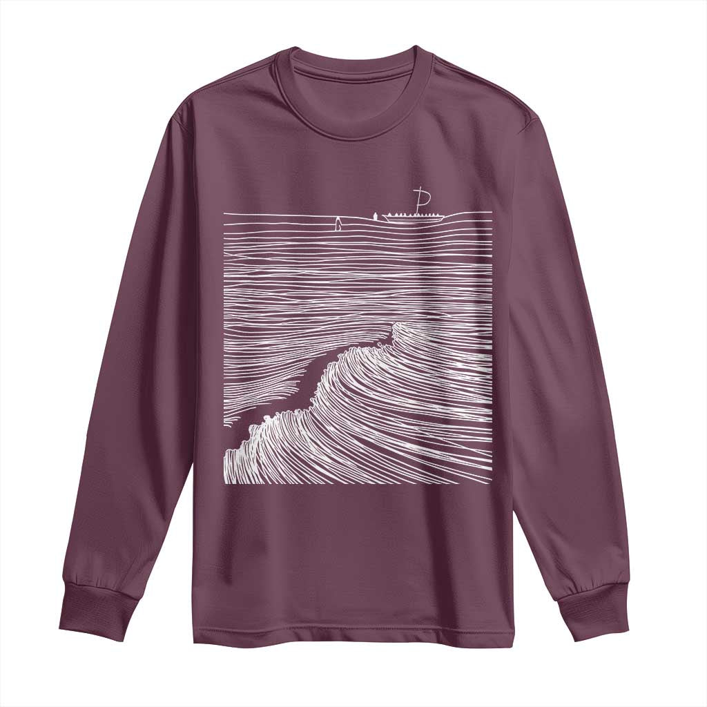 Christian Faith Long Sleeve Shirt Walk On Water Boho Bible Verse TS10 Maroon Print Your Wear