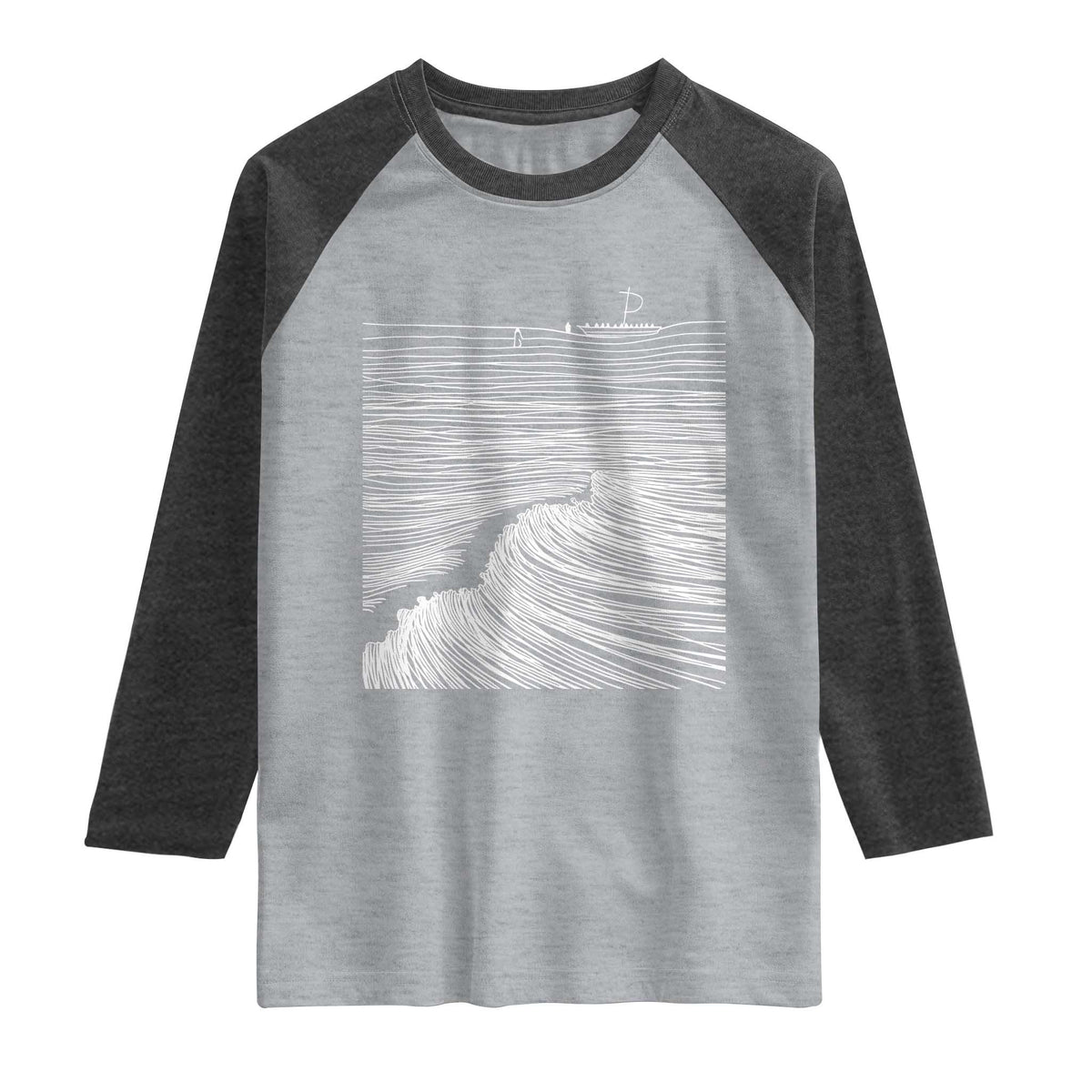 Christian Faith Raglan Shirt Walk On Water Boho Bible Verse TS10 Heather Gray Heather Charcoal Print Your Wear