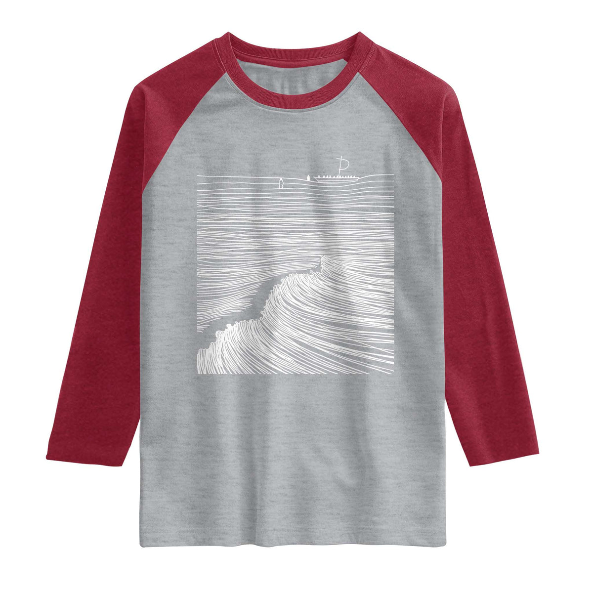 Christian Faith Raglan Shirt Walk On Water Boho Bible Verse TS10 Heather Gray Heather Red Print Your Wear