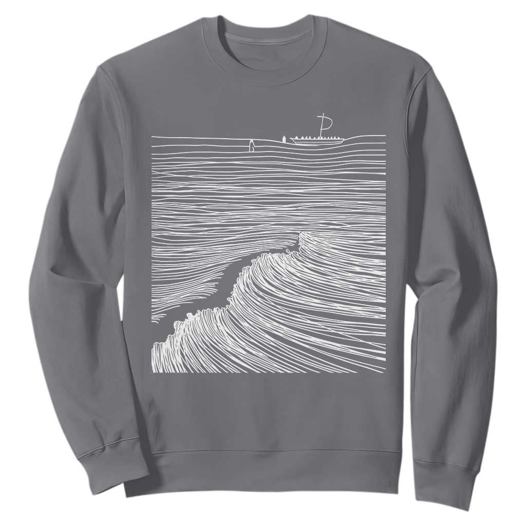 Christian Faith Sweatshirt Walk On Water Boho Bible Verse TS10 Charcoal Print Your Wear