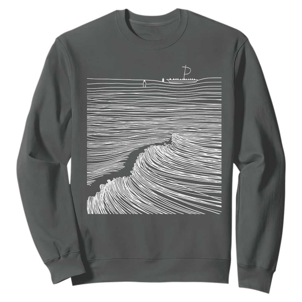 Christian Faith Sweatshirt Walk On Water Boho Bible Verse TS10 Dark Heather Print Your Wear