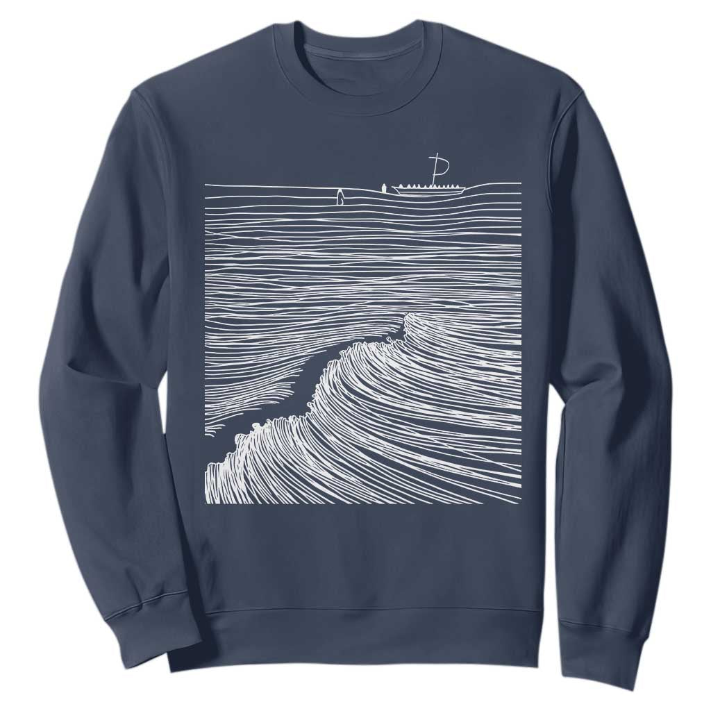 Christian Faith Sweatshirt Walk On Water Boho Bible Verse TS10 Navy Print Your Wear