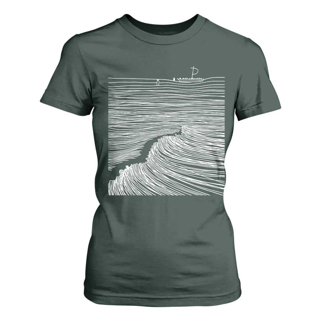 Christian Faith T Shirt For Women Walk On Water Boho Bible Verse TS10 Dark Forest Green Print Your Wear