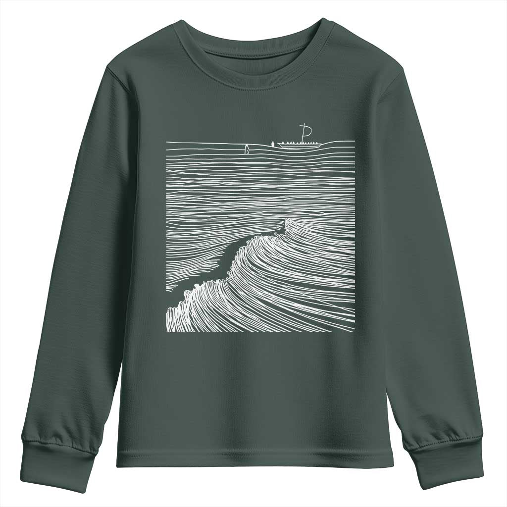 Christian Faith Youth Sweatshirt Walk On Water Boho Bible Verse TS10 Dark Forest Green Print Your Wear