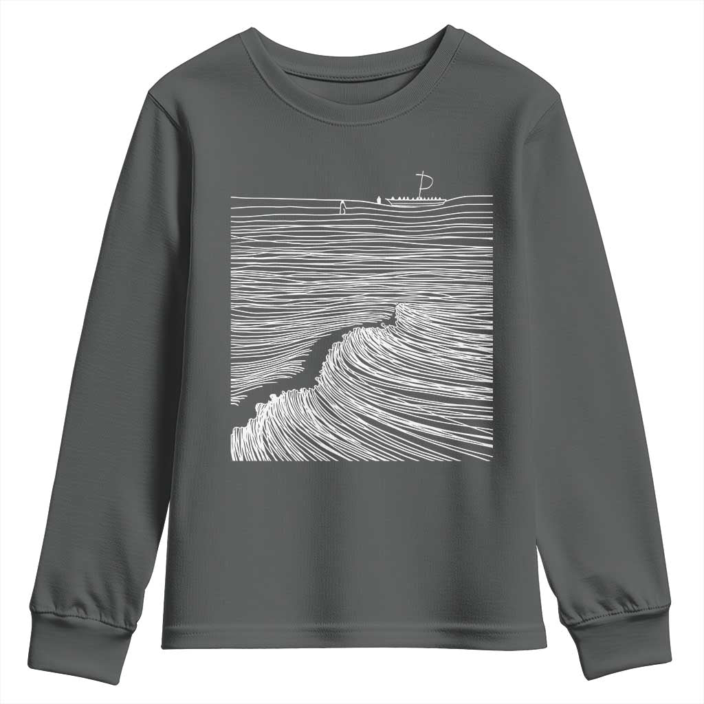 Christian Faith Youth Sweatshirt Walk On Water Boho Bible Verse TS10 Dark Heather Print Your Wear