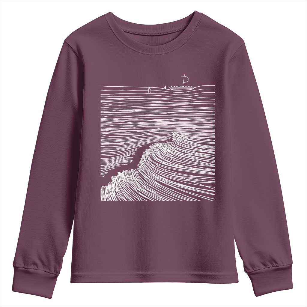 Christian Faith Youth Sweatshirt Walk On Water Boho Bible Verse TS10 Maroon Print Your Wear