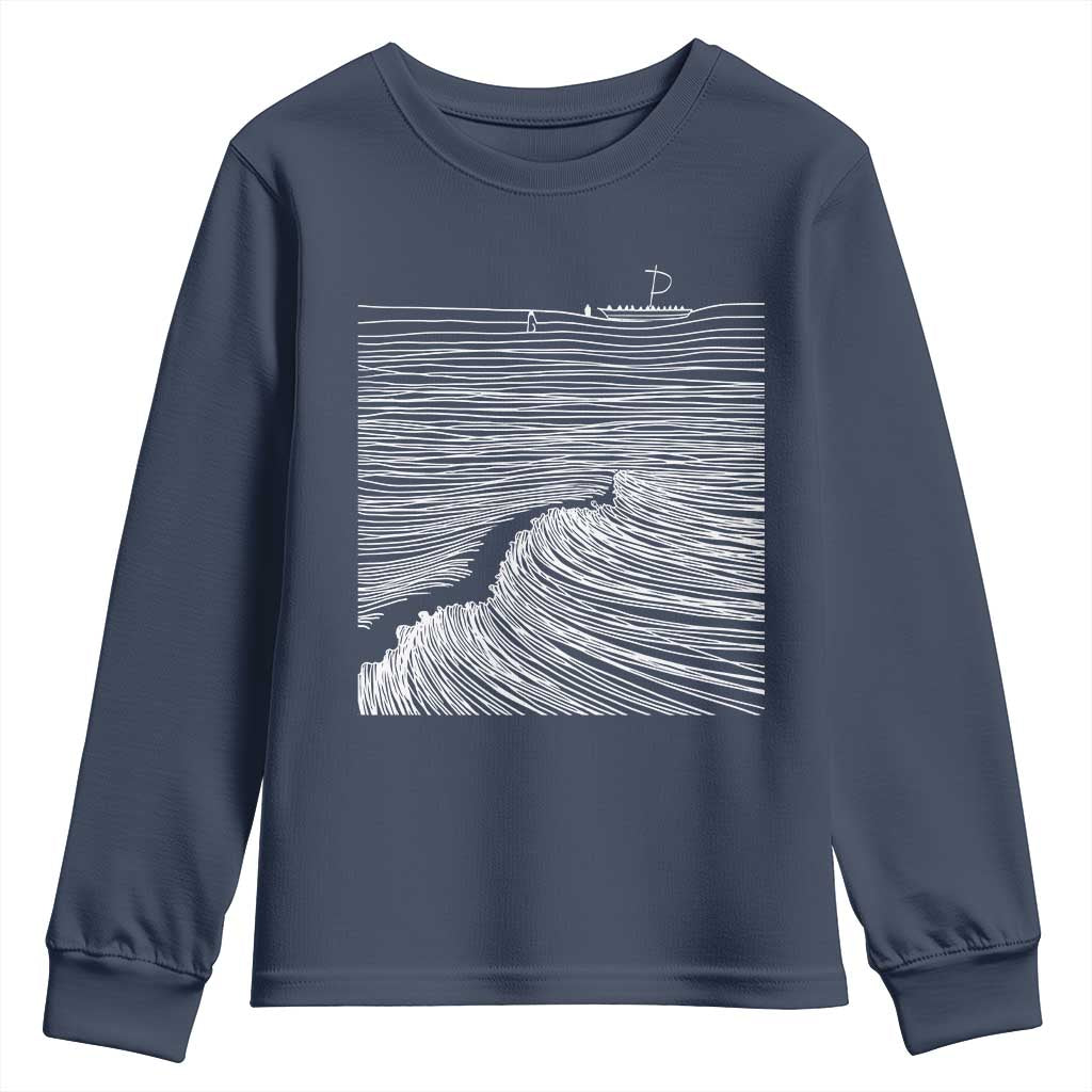Christian Faith Youth Sweatshirt Walk On Water Boho Bible Verse TS10 Navy Print Your Wear