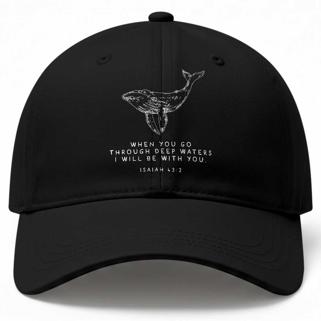Christian Whale Shark Baseball Cap Isaiah 43 2 Bible Verse Faith Based TS10 Print Your Wear