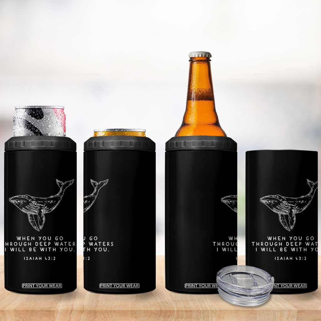 Christian Whale Shark 4 in 1 Can Cooler Tumbler Isaiah 43 2 Bible Verse Faith Based TS10 Print Your Wear