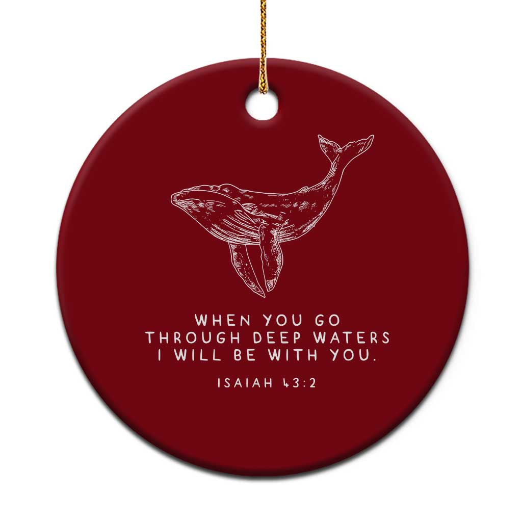 Christian Whale Shark Ceramic Ornament Isaiah 43 2 Bible Verse Faith Based TS10 1pc Red Print Your Wear