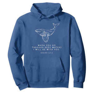 Christian Whale Shark Hoodie Isaiah 43 2 Bible Verse Faith Based TS10 Royal Blue Print Your Wear