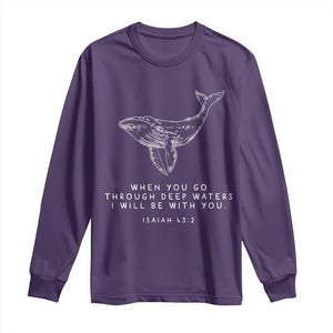 Christian Whale Shark Long Sleeve Shirt Isaiah 43 2 Bible Verse Faith Based TS10 Purple Print Your Wear