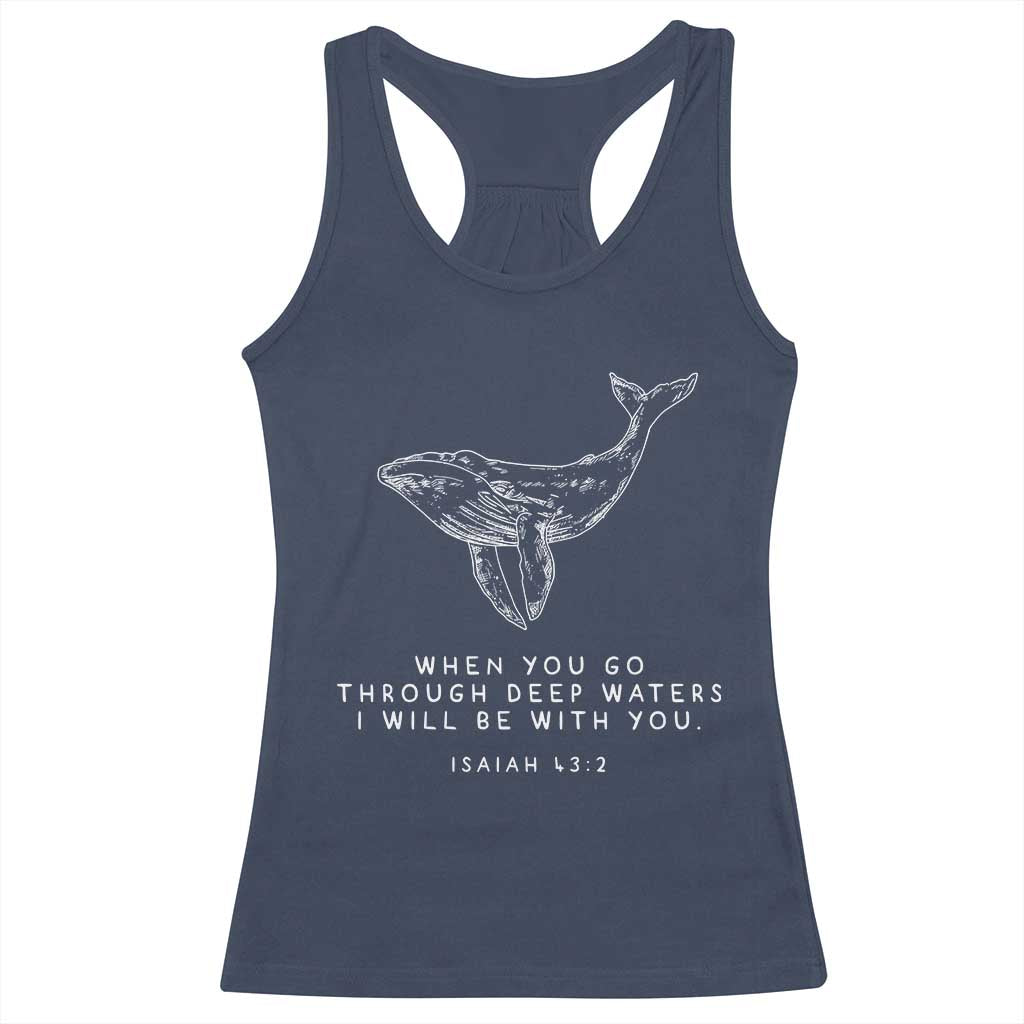 Christian Whale Shark Racerback Tank Top Isaiah 43 2 Bible Verse Faith Based TS10 Navy Print Your Wear