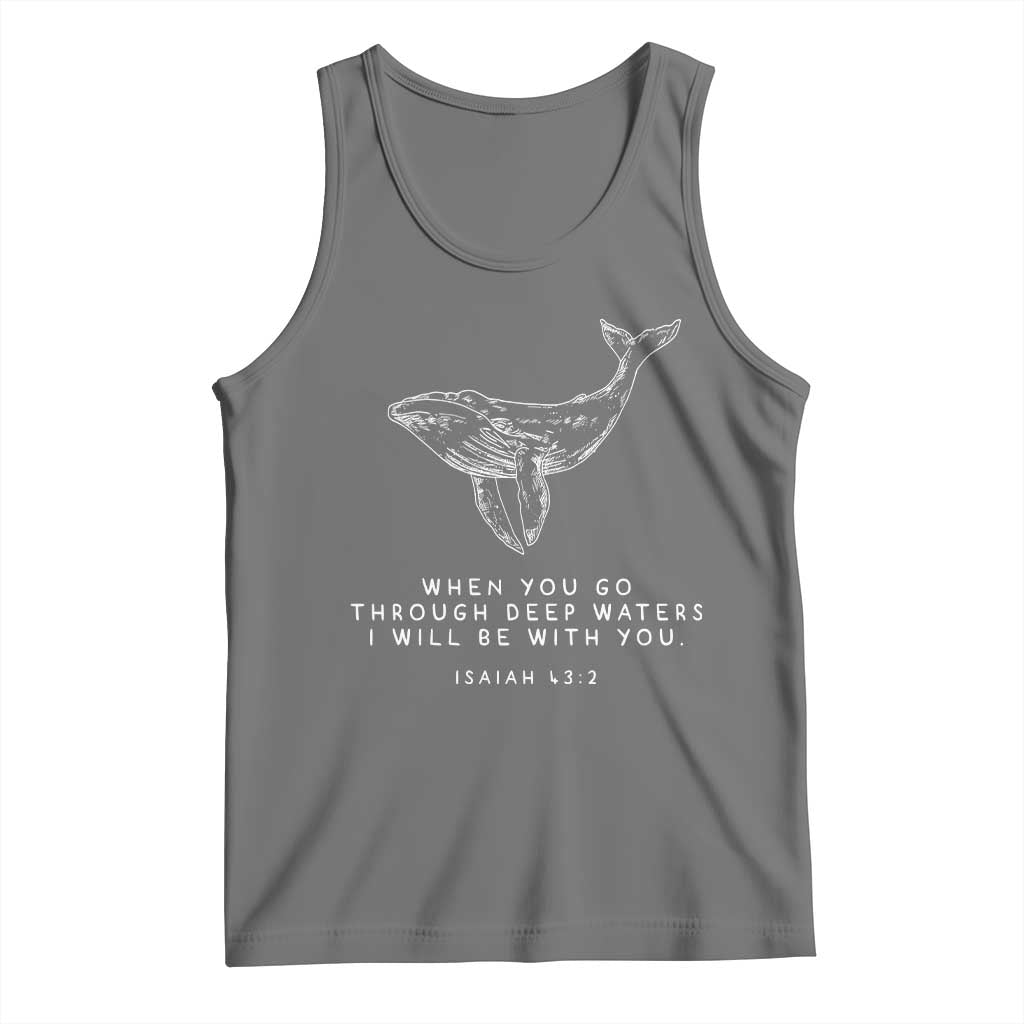 Christian Whale Shark Tank Top Isaiah 43 2 Bible Verse Faith Based TS10 Black Heather Print Your Wear