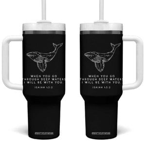 Christian Whale Shark Tumbler With Handle Isaiah 43 2 Bible Verse Faith Based TS10 One Size: 40 oz Black Print Your Wear