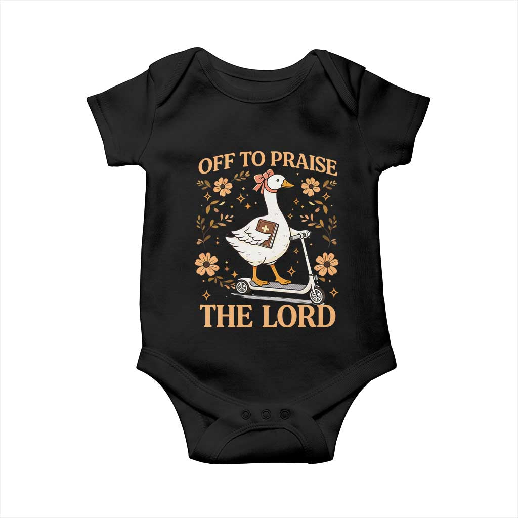 Funny Goose Christian Baby Onesie Off To Praise The Lord Bible Verse Trendy Church TS10 Black Print Your Wear