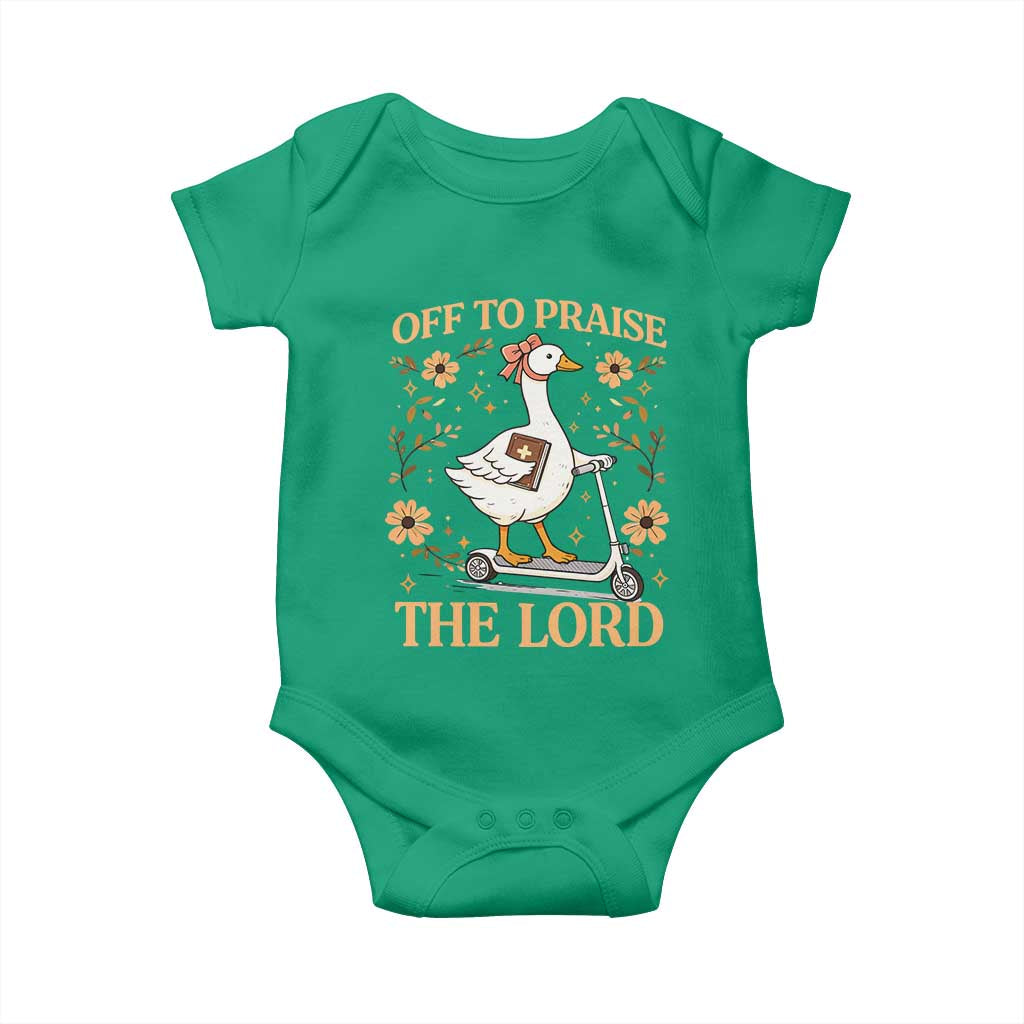 Funny Goose Christian Baby Onesie Off To Praise The Lord Bible Verse Trendy Church TS10 Irish Green Print Your Wear