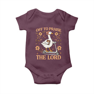 Funny Goose Christian Baby Onesie Off To Praise The Lord Bible Verse Trendy Church TS10 Maroon Print Your Wear