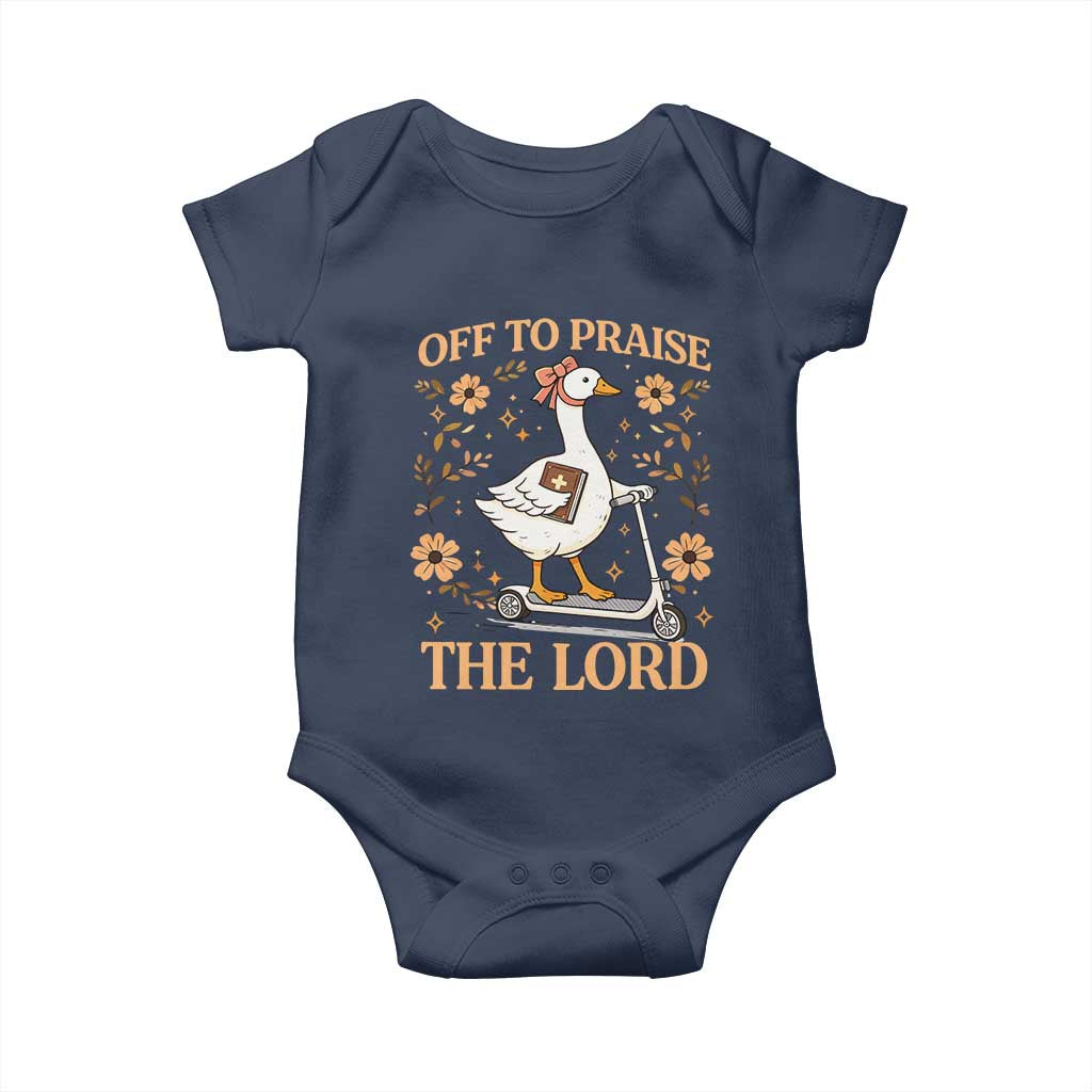 Funny Goose Christian Baby Onesie Off To Praise The Lord Bible Verse Trendy Church TS10 Navy Print Your Wear