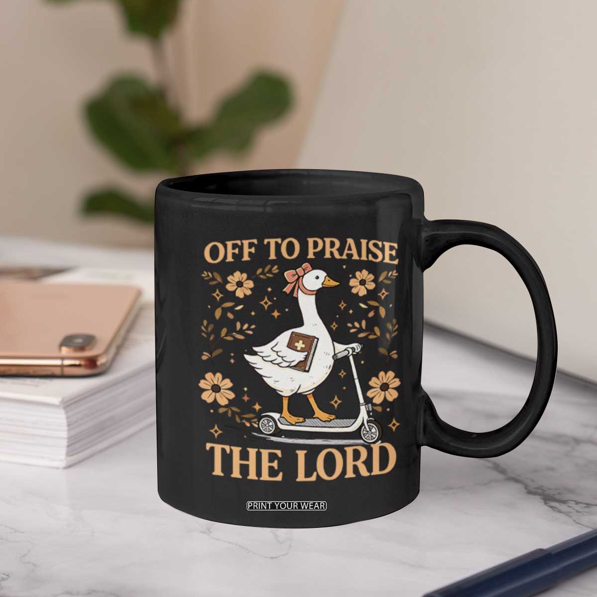 Funny Goose Christian Coffee Mug Off To Praise The Lord Bible Verse Trendy Church TS10 Print Your Wear