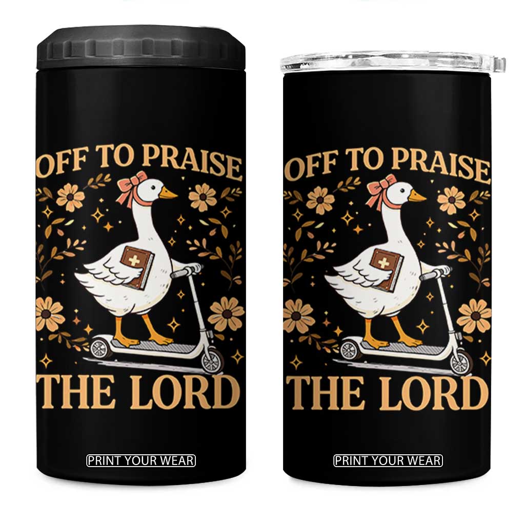 Funny Goose Christian 4 in 1 Can Cooler Tumbler Off To Praise The Lord Bible Verse Trendy Church TS10 One Size: 16 oz Black Print Your Wear