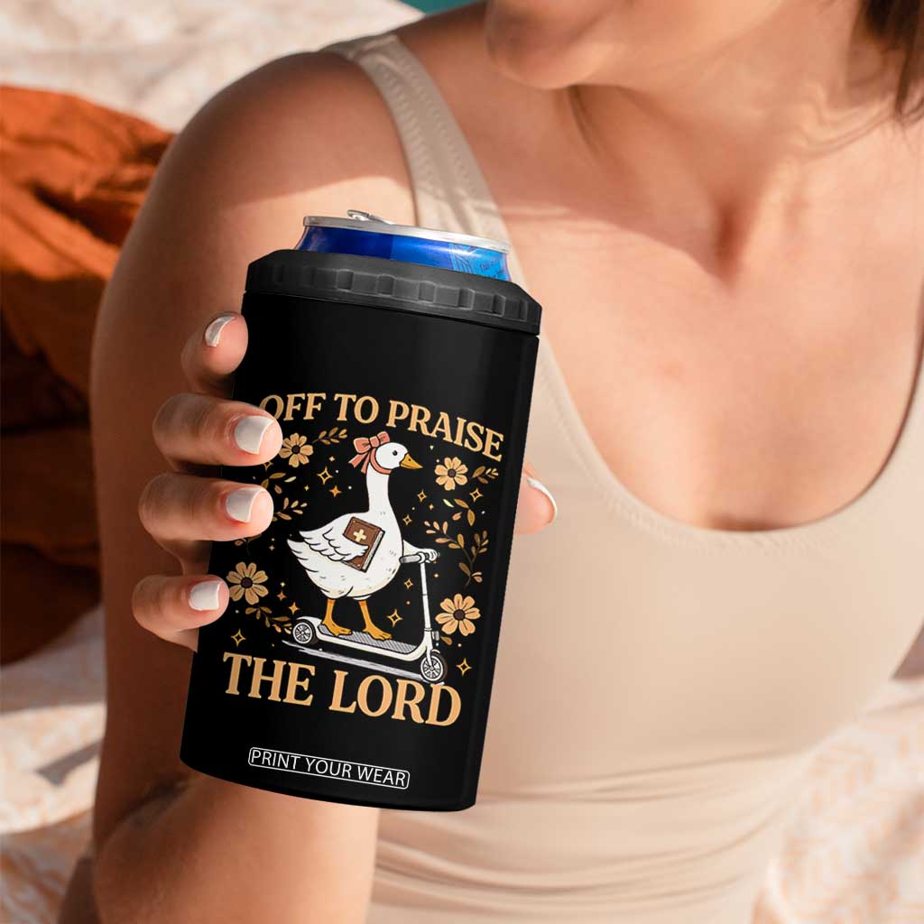 Funny Goose Christian 4 in 1 Can Cooler Tumbler Off To Praise The Lord Bible Verse Trendy Church TS10 Print Your Wear