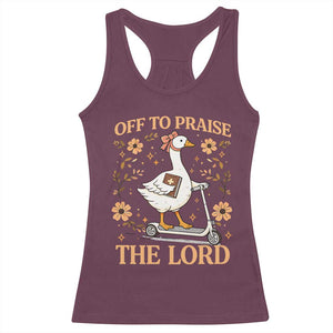 Funny Goose Christian Racerback Tank Top Off To Praise The Lord Bible Verse Trendy Church TS10 Maroon Print Your Wear