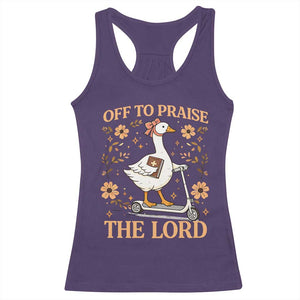 Funny Goose Christian Racerback Tank Top Off To Praise The Lord Bible Verse Trendy Church TS10 Purple Print Your Wear