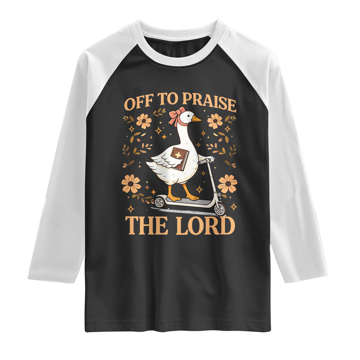 Funny Goose Christian Raglan Shirt Off To Praise The Lord Bible Verse Trendy Church TS10 Black White Print Your Wear