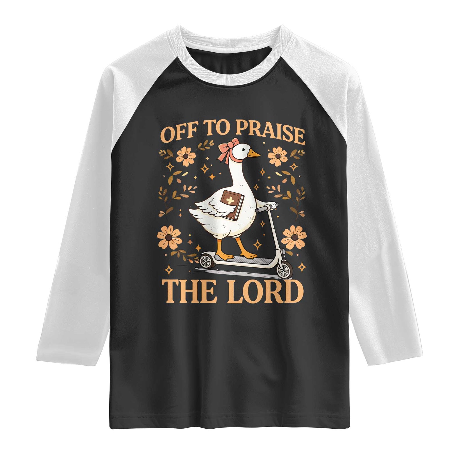 Funny Goose Christian Raglan Shirt Off To Praise The Lord Bible Verse Trendy Church TS10 Black White Print Your Wear