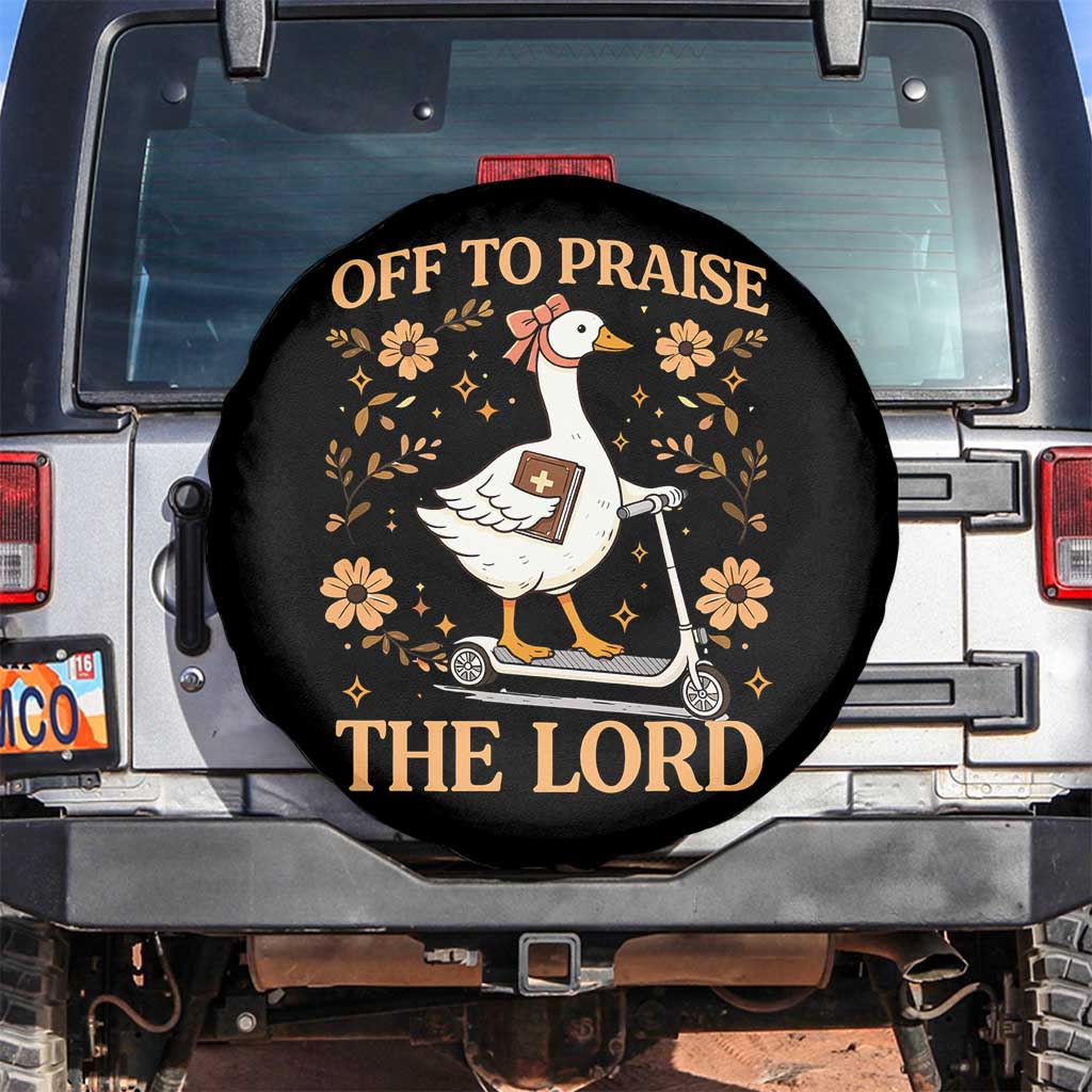 Funny Goose Christian Spare Tire Cover Off To Praise The Lord Bible Verse Trendy Church TS10 No hole Black Print Your Wear