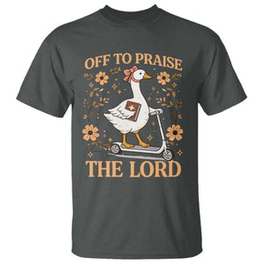 Funny Goose Christian T Shirt Off To Praise The Lord Bible Verse Trendy Church TS10 Dark Heather Print Your Wear